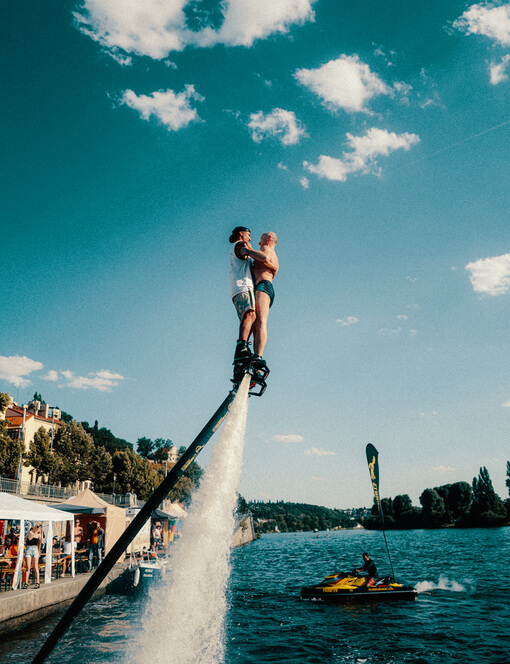 Tandemový flyboarding s mistrem ČR